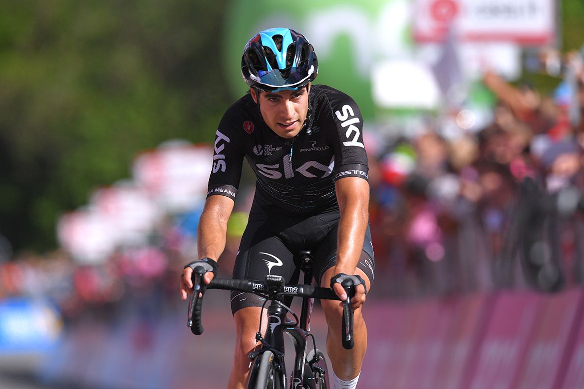 Mikel Landa finishes third on stage 14 of the Giro d'Italia.