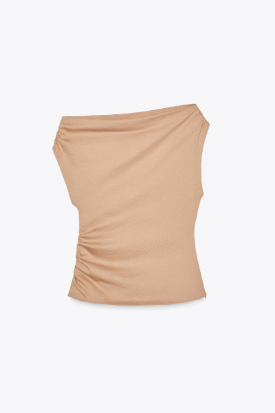 ZARA, Ruched Asymmetric T-Shirt