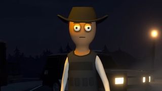 Schedule 1 character in cowboy hat