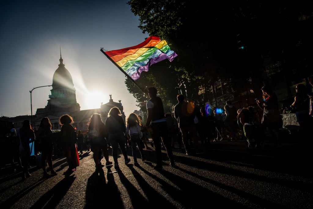 Pride flag in front of capitol