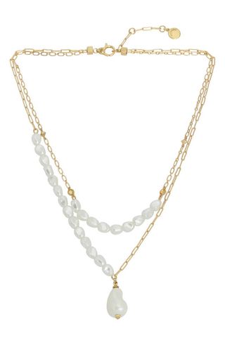 Imitation Pearl Pendant Layered Necklace