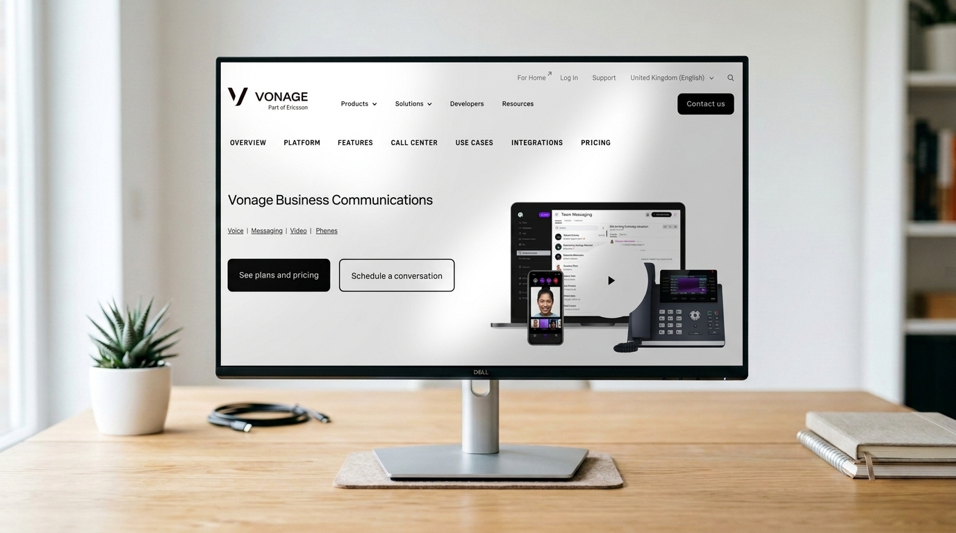 Vonage homepage on a desktop 