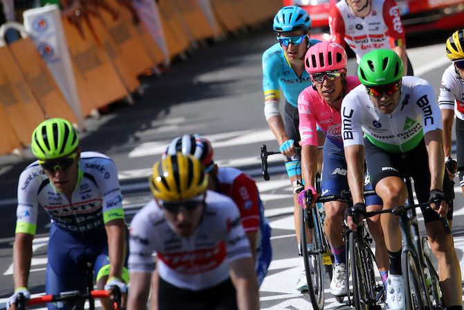 Jakob Fuglsang (Astana) and Rigoberto Uran (EF Education First) trail home 1:40 down on a number of GC rivals after getting caught out in the echelons on stage 10 of the 2019 Tour de France