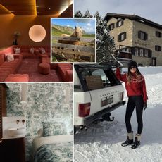 a collage of influencer, editor, and brand images highlighting the biggest travel trends for 2025