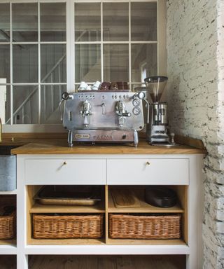 plain english kitchens freestanding coffee station with large coffee machine
