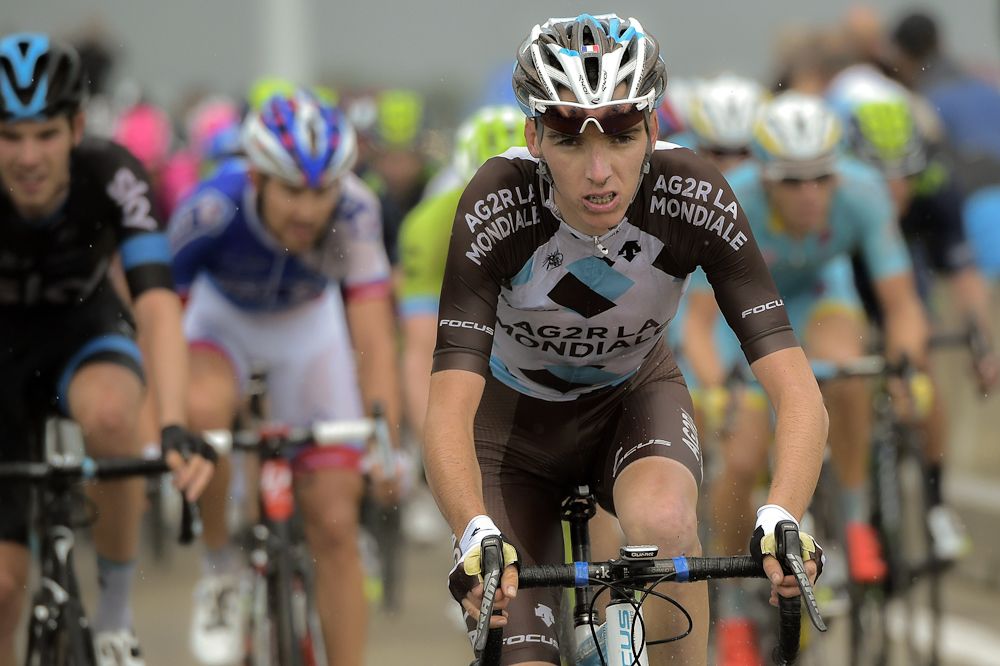 Romain Bardet finishes stage 2.