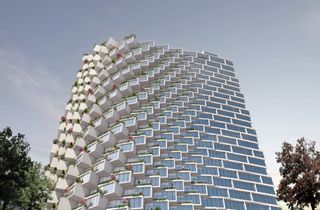 A rendering of Iqon, an upcoming 32-storey tower by Bjarke Ingels Group that will become the tallest building in Quito.