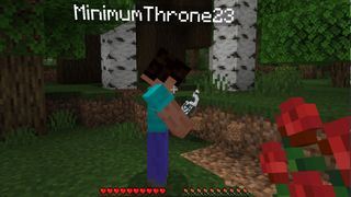 An image of Minecraft gameplay and a player mining