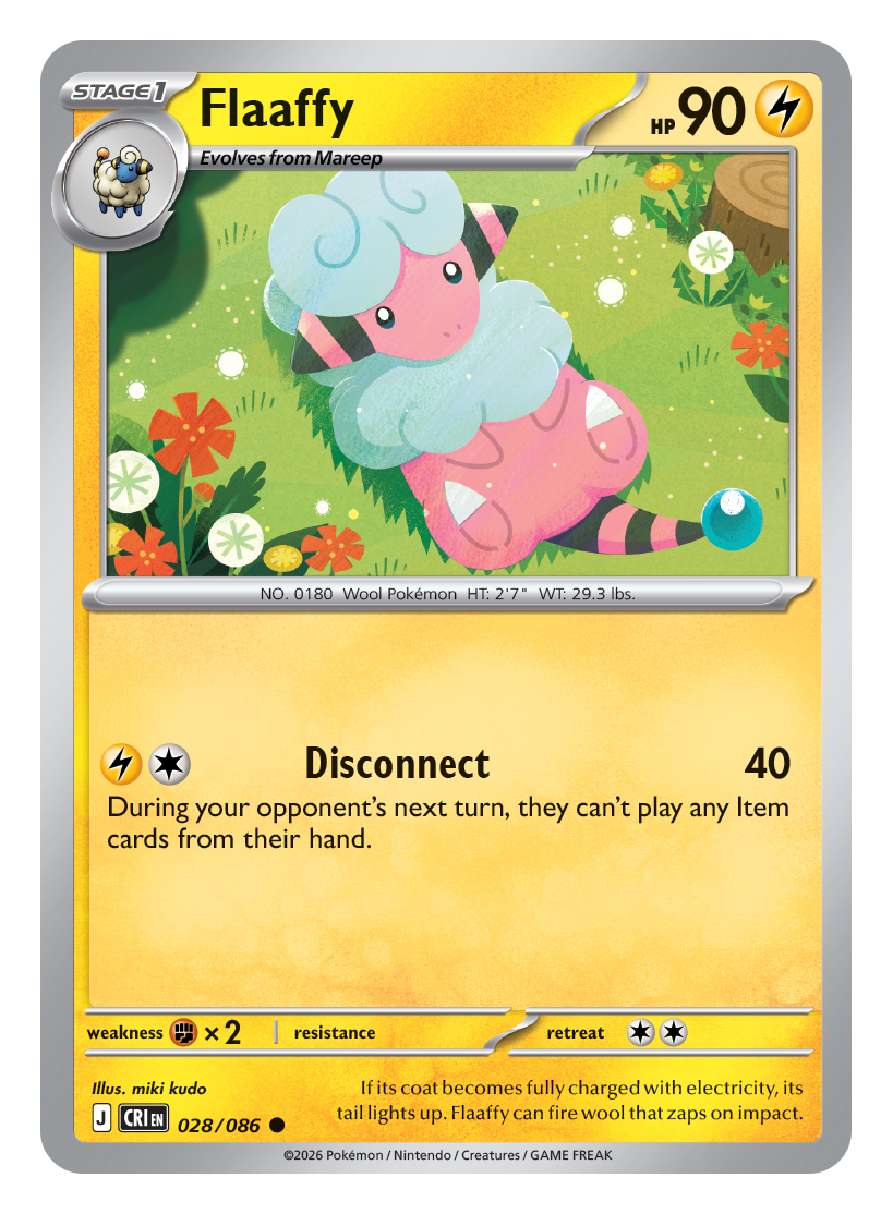 Pokemon card depicting a sheep-like Pokemon on a flowery field