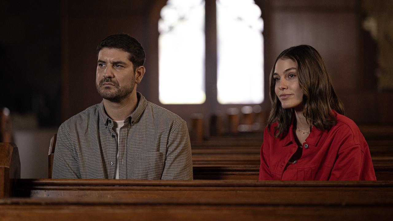 Trigger sitting inside of a church next to a vision of his late fianc&amp;eacute;e Charlotte in NCIS: Sydney