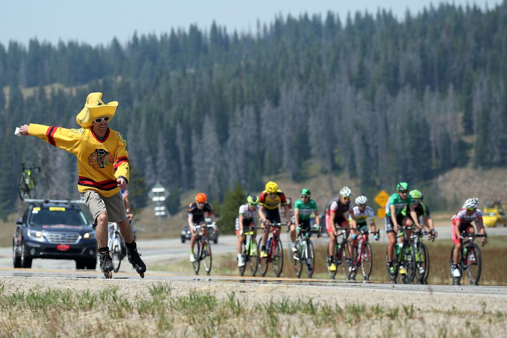 A fan rollarskates alongside the breakaway
