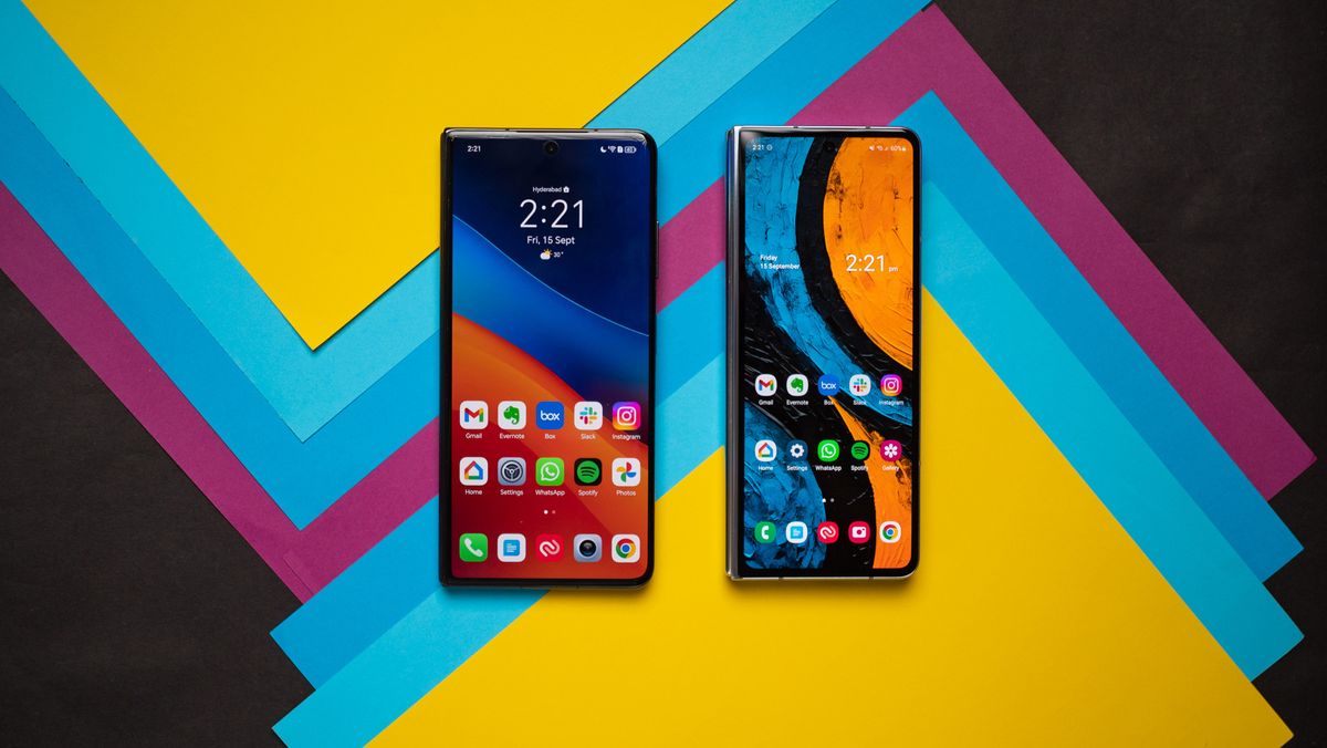 Honor Magic V2 next to Galaxy Z Fold 5