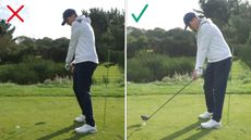 PGA pro Ben Emerson demonstrating a good drill to help golfers stop blocking drives
