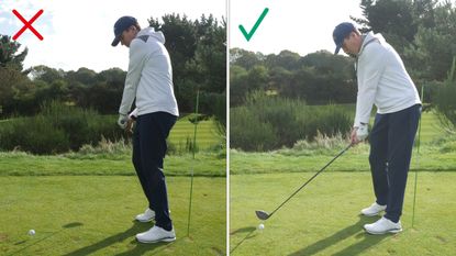 PGA pro Ben Emerson demonstrating a good drill to help golfers stop blocking drives