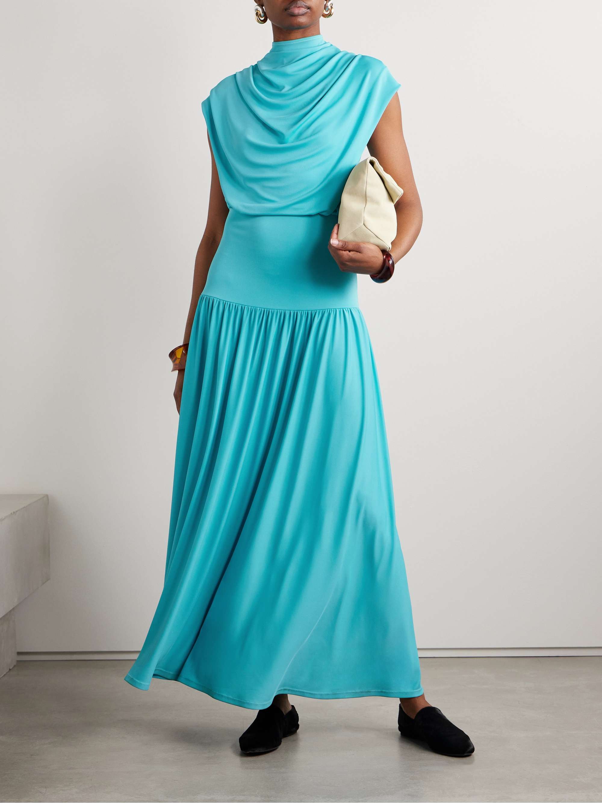 Victoria Draped Stretch-Jersey Maxi Dress
