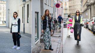 A composite of street style influencers showing different types of coats - the gilet