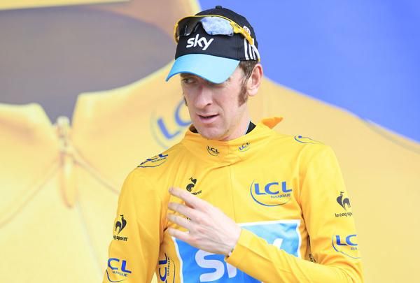 Bradley Wiggins (Sky) on the podium