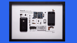 Apple's iPhone 3G in a frame, disassembled