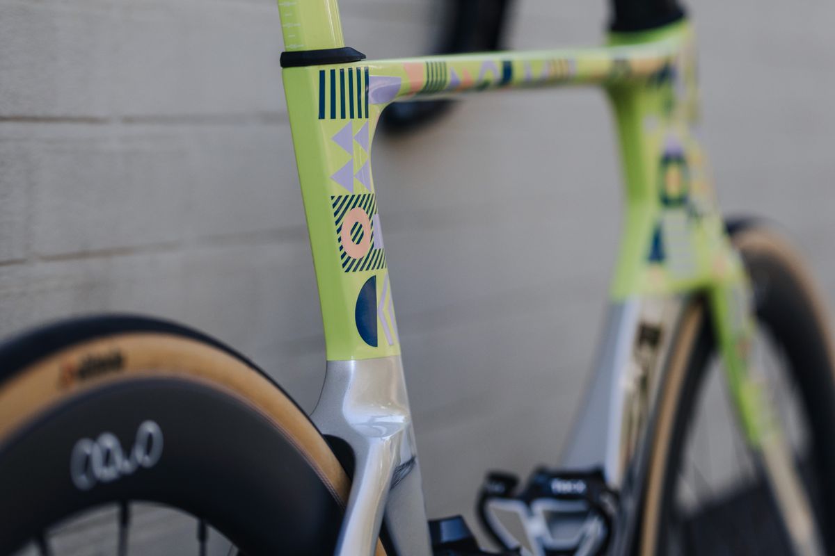 A custom painted Orbea Orca aero bike