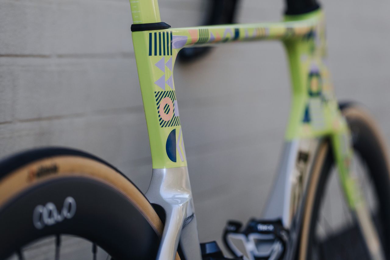 A custom painted Orbea Orca aero bike