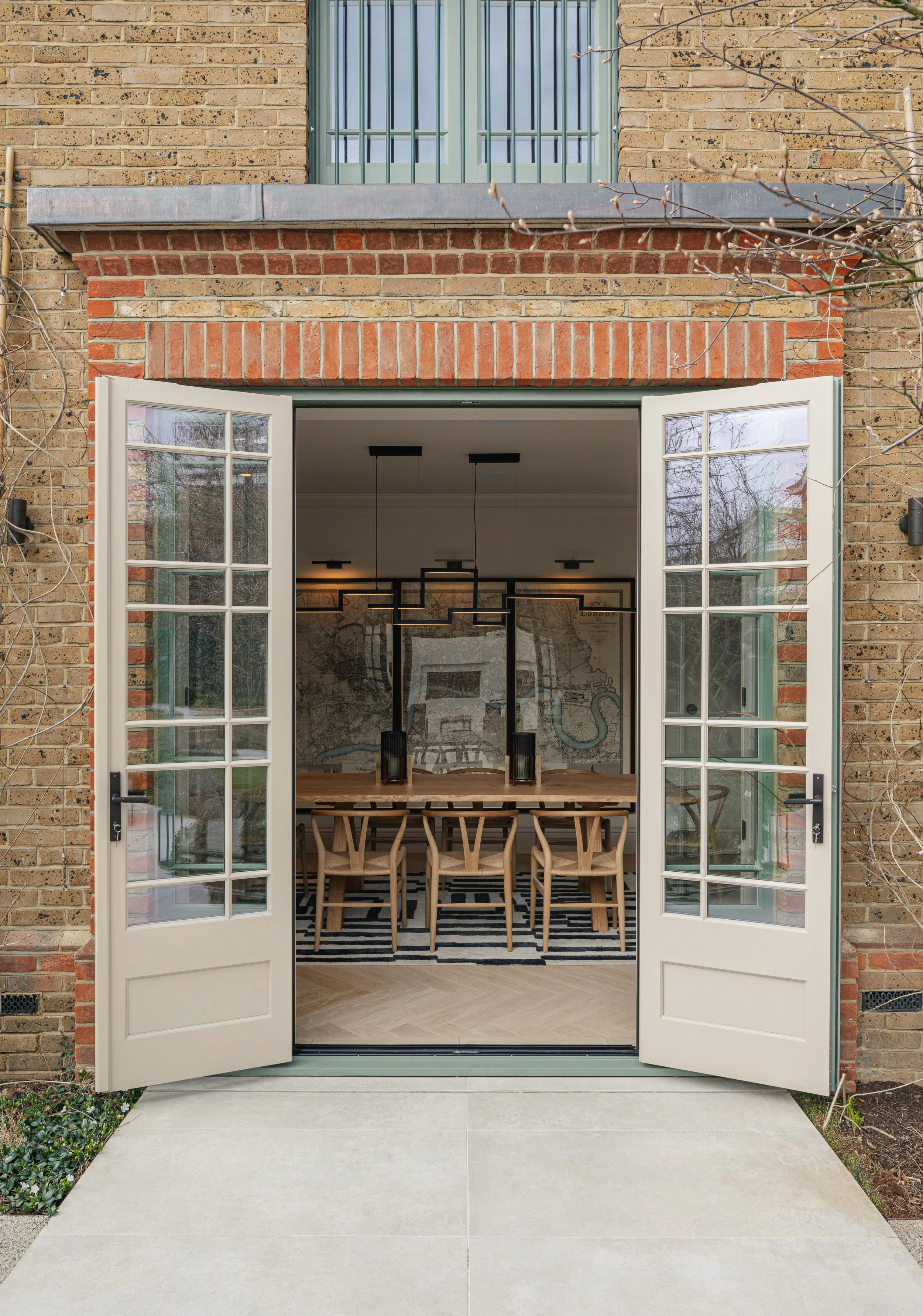 Dining area with french doors to garden