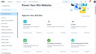 Wix's App Market accessed via the Wix interface