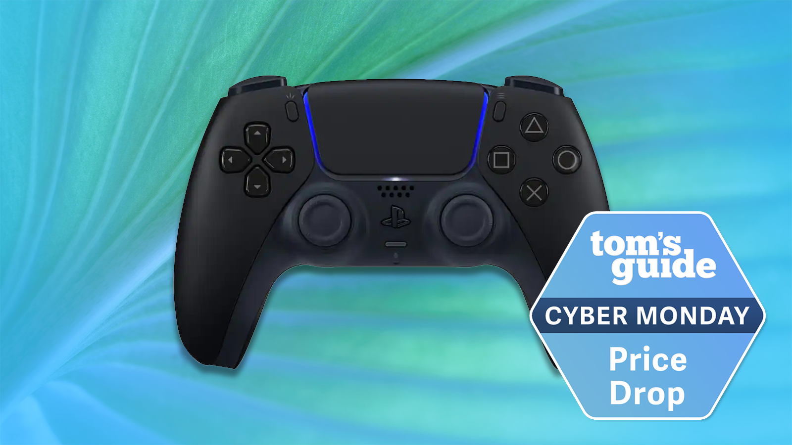 the sony dualsense controller with a cyber monday deal badge