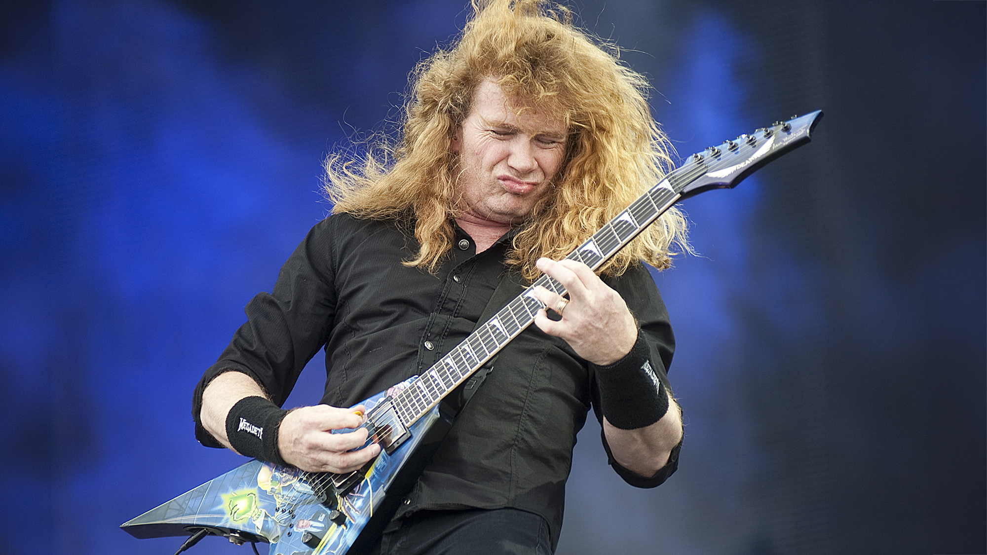 UNITED KINGDOM - JULY 8: Dave Mustaine of Megadeth performs live on stage at Sonisphere Festival on July 8, 2011. 