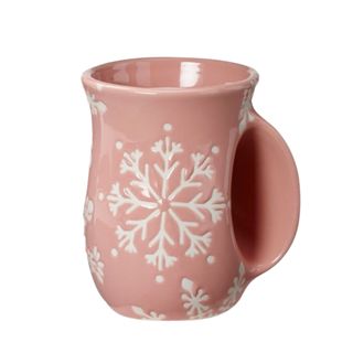 A pink snowflake mug