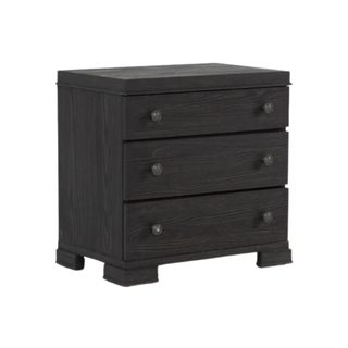 three drawer black nightstand