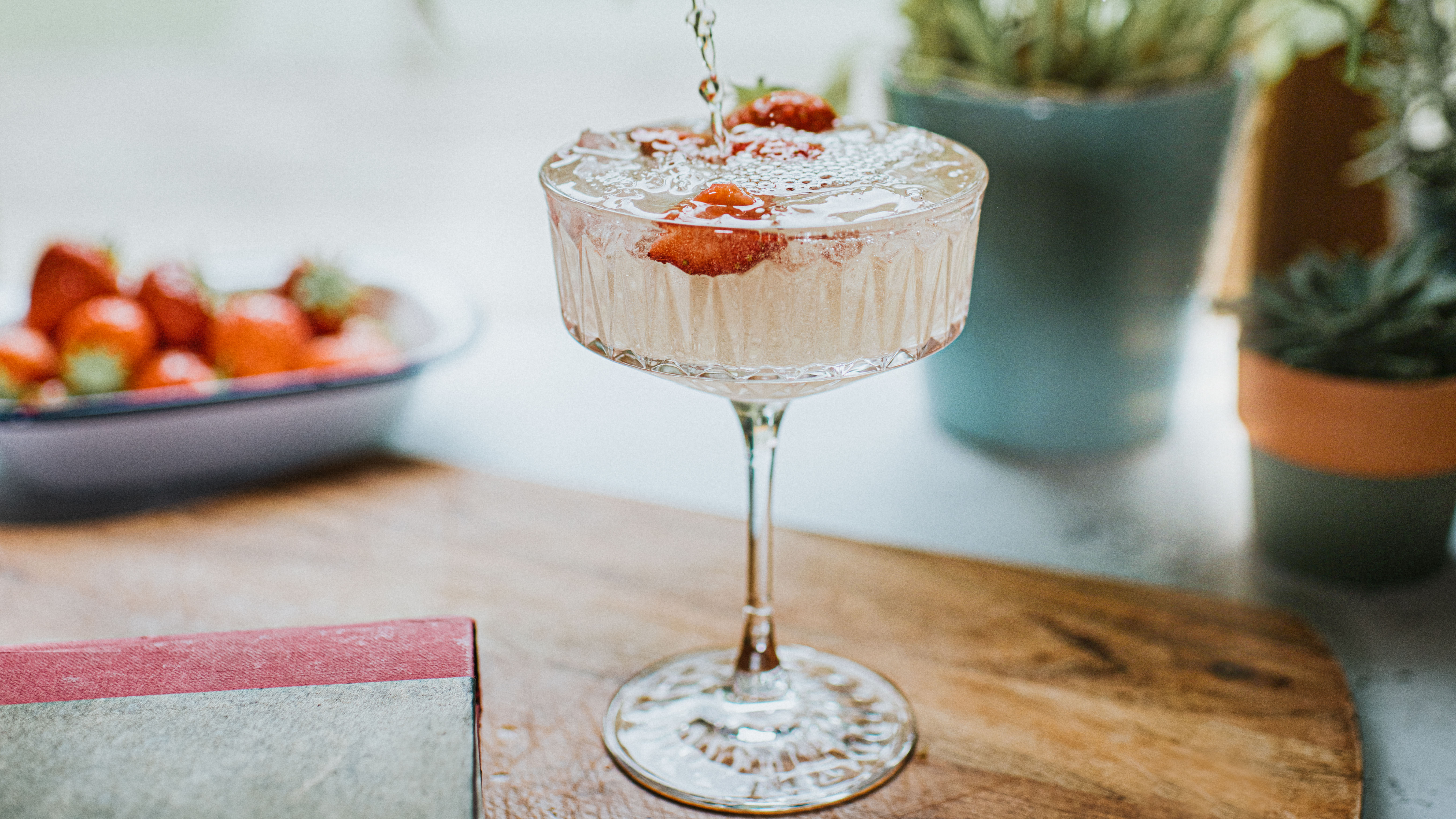 Cocktail with strawberries