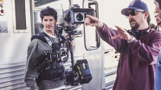 A Steadicam, one of the first professional gimbal cameras