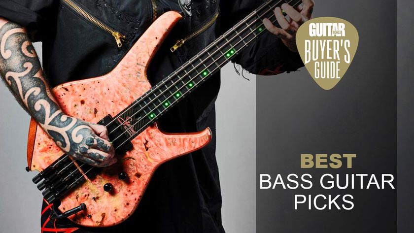 Alessandro Venturella playing bass with a pick