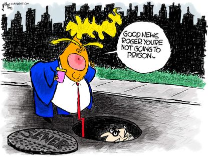 Political Cartoon U.S. Trump Roger Stone pardon