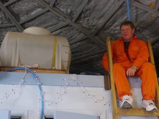 As water at the Mars Desert Research Station is limited, it requires continual monitoring from crew members. Pictured is Crew 133 engineer Joseph Jessup.