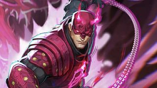 Daredevil throws back the chains attached to his weapon