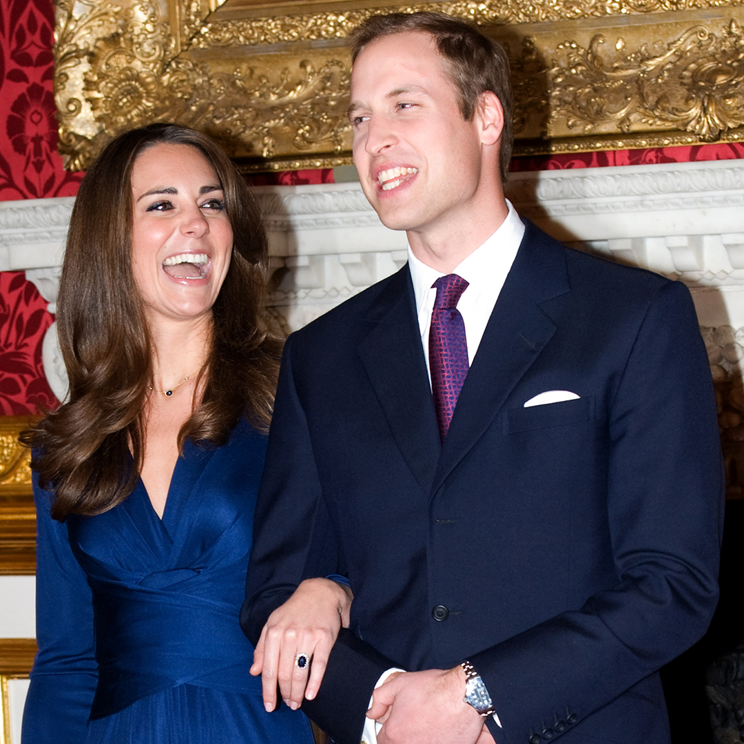 LONDON - NOVEMBER 16: Prince William and Kate Middleton pose for photographs in the State Apartments of St James Palace on November 16, 2010 in London, England. After much speculation, Clarence House today announced the engagement of Prince William to Kate Middleton. The couple will get married in either the Spring or Summer of next year and continue to live in North Wales while Prince William works as an air sea rescue pilot for the RAF. The couple became engaged during a recent holiday in Kenya having been together for eight years. (Photo by Samir Hussein/WireImage)