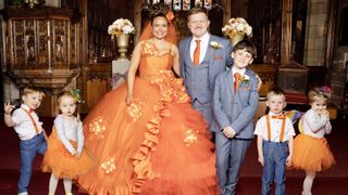 Gemma Winter in Coronation Street in her bright orange wedding gown