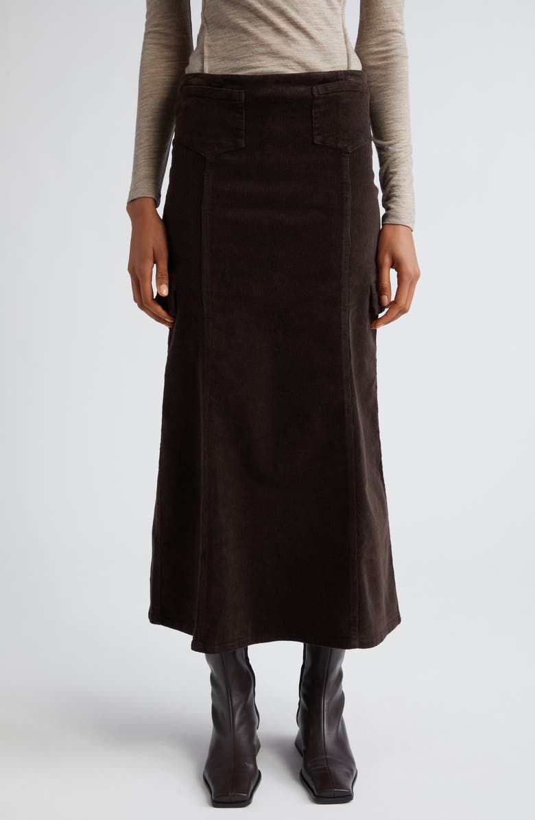 Brioche Stretch Organic Cotton Corduroy Maxi Skirt