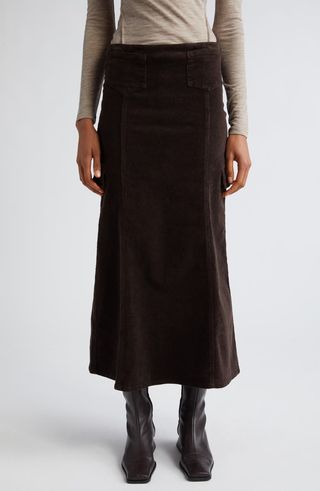 Brioche Stretch Organic Cotton Corduroy Maxi Skirt