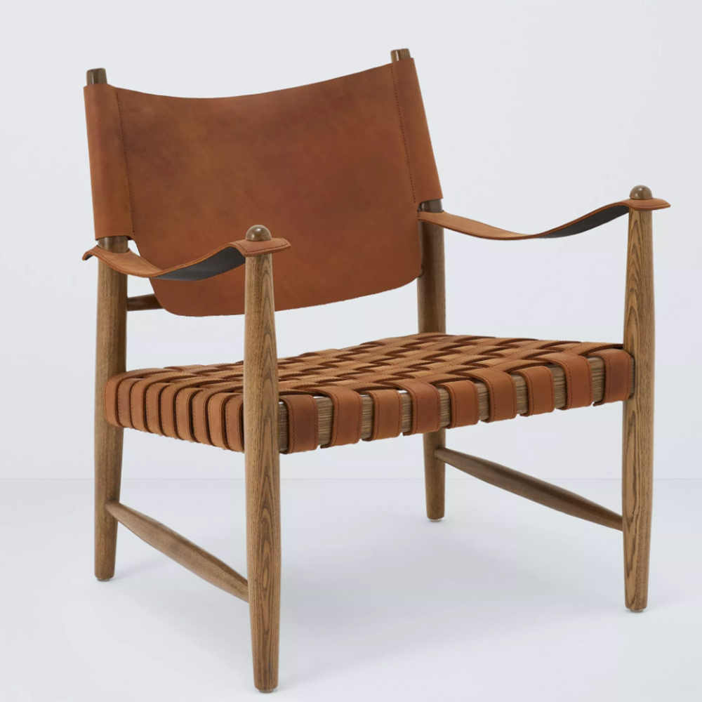 Leather woven armchair
