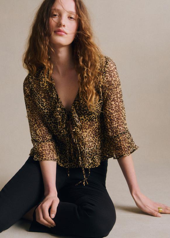 Yseline Shirt - Leopard Print - Pink Creation - Viscose - S&amp;eacute;zane