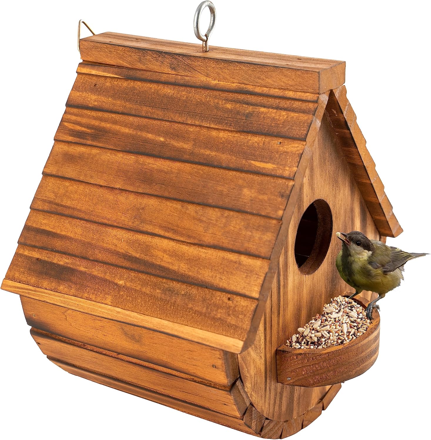 Mixumon Bird Houses for Outside, Outdoor Bird House Room for Bird Families Bluebird Finch Cardinals Hanging Birdhouse for Garden (set 1)