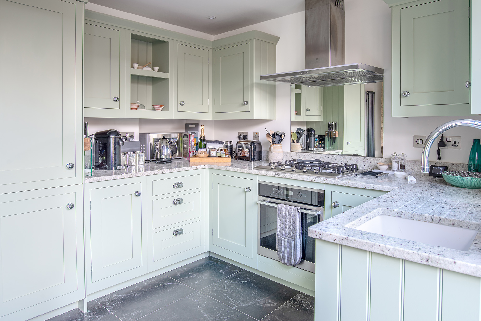 Light green modern kitchen