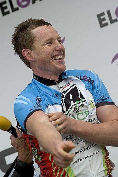 Samuel Witmitz (Titans-Race) was all smiles after collecting the MADEC Most Aggressive rider of the stage jersey.