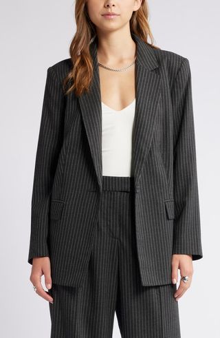 Pinstripe Longline Blazer