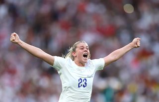 Alessia Russo of England celebrates ta the full time whistle during the UEFA Women's Euro 2022 final match between England and Germany at Wembley Stadium on July 31, 2022 in London, England.