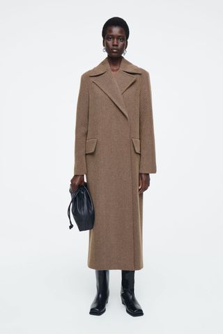 Tailored Herringbone Wool Coat