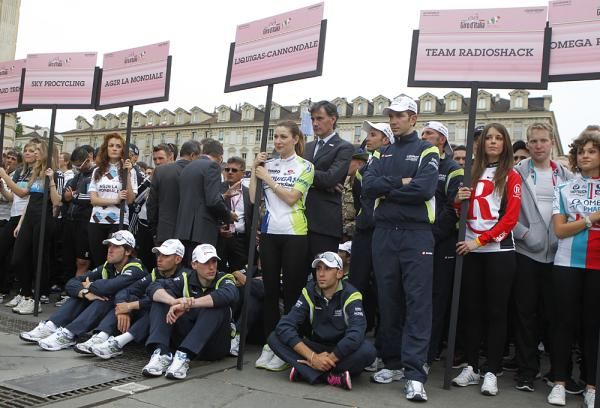 The teams were lined up Olympic-style