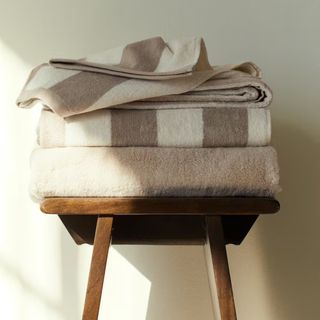 Beige Striped Bath Towel